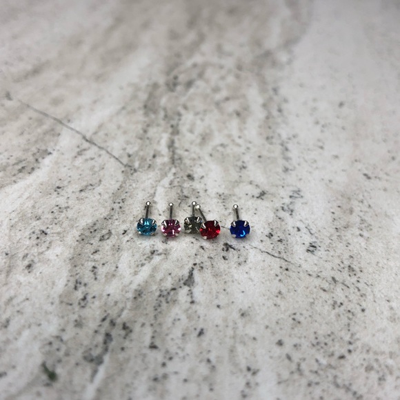 925 Sterling Silver Ball Nose Stud Set of 5 - Picture 6 of 15